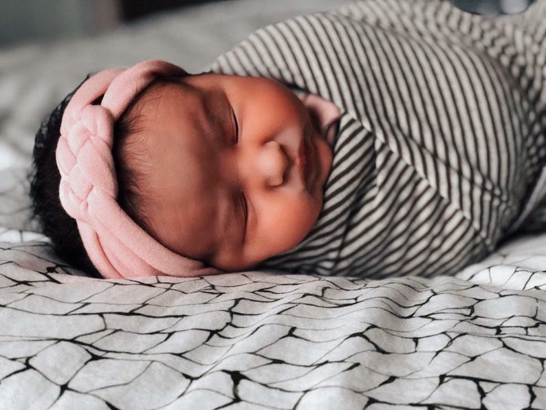 newborn girl gift, baby girl gift, gift for newborn, rose pink baby headband, coming home outfit accessories, baby girl hospital headband image 1