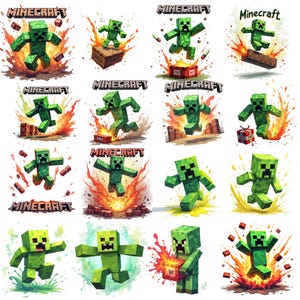 爆発するピクセルアート PNG バンドル: Mineart ゲーム グラフィックス (デジタル ダウンロード)