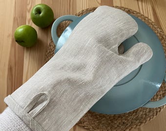 Gant de cuisine en lin fait main, gant de cuisine résistant à la chaleur