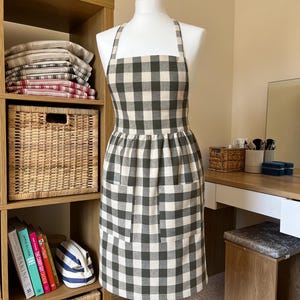 Handmade Gingham Cotton Apron | Pinafore Kitchen Apron | Cooking, Baking & BBQ Apron in Various Colours