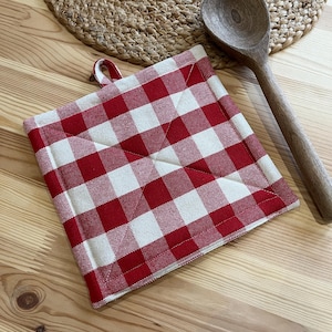 Handmade Cotton Pot Holder | Heat Resistant Gingham Potholder