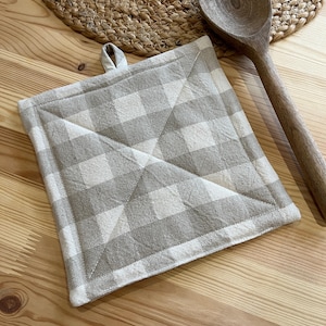 Support pour pot en coton fait main | Manique Vichy résistant à la chaleur