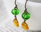 Green Yellow Dangle Earrings