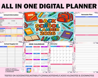 All-in-One Digital Planner 2026 Digital Planner, Digital Journal download, Digital Goodnotes Template, Weekly, Daily Planner, Notability pdf