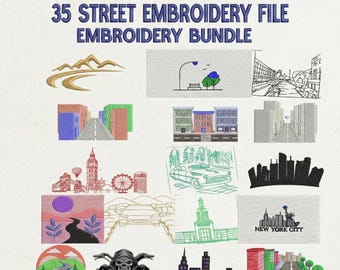 Lot de 35 fichiers de broderie Machine Street London Bundle Street city des années 70 logo vintage des années 70