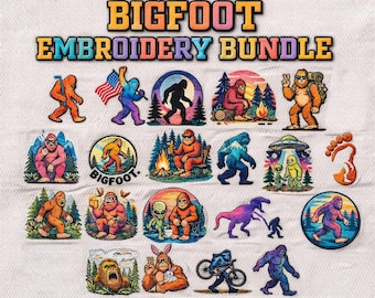 Lot de 63 motifs de broderie Bigfoot, fichier de broderie Machine Sasquatch, créature des bois légende de la forêt Dst Jef Exp Vp3