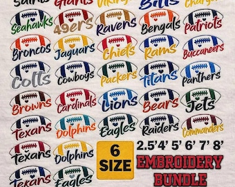 Lot de 32 broderies de football pour équipes - fichier de broderie machine pour projets Cheer & Spirit. 6 tailles, téléchargement immédiat dst, pes, jef, exp, vp3