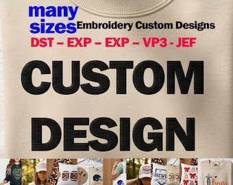 Motif de broderie personnalisé | Fichier de broderie personnalisé + de 5 tailles dst pes jef vp3 exp hus vip xxx Formats | Téléchargement numérique