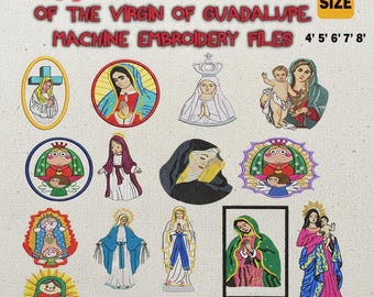 Fichier de broderie machine la Vierge de Guadalupe 14 motifs de broderie, logo religieux dst, pes, jef, exp, vp3
