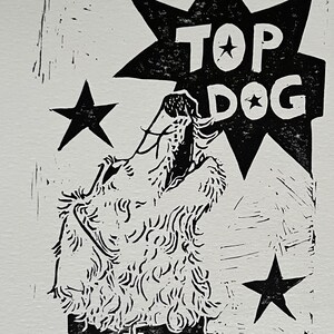 Top Dog linocut print