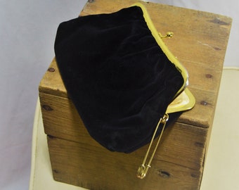 Black Velvet Clutch with Safety Pin