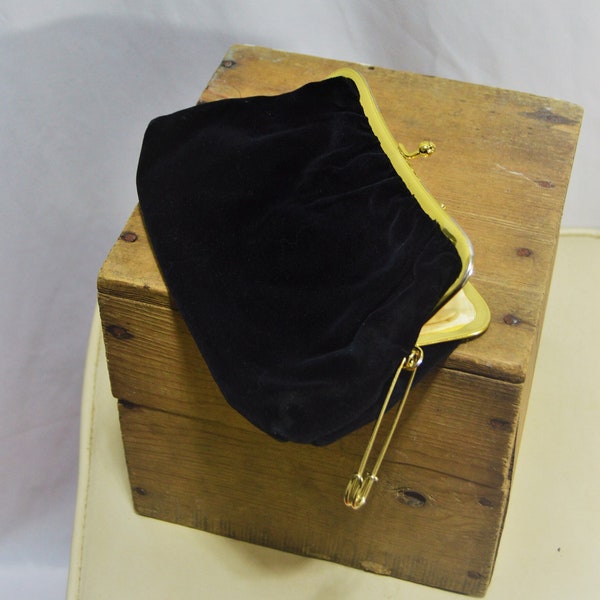 Black Velvet Clutch with Safety Pin