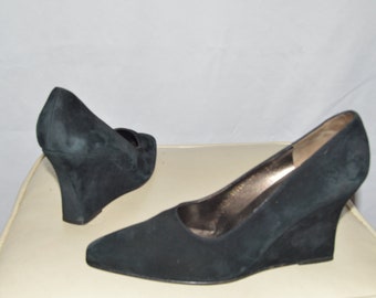 Black Suede Wedge Ferragamo size 9