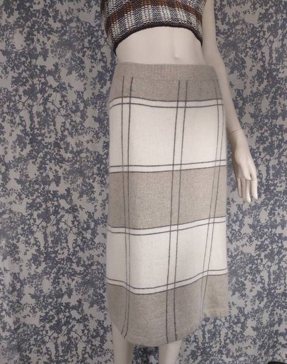 Knit Plaid Wool Skirt - image 1