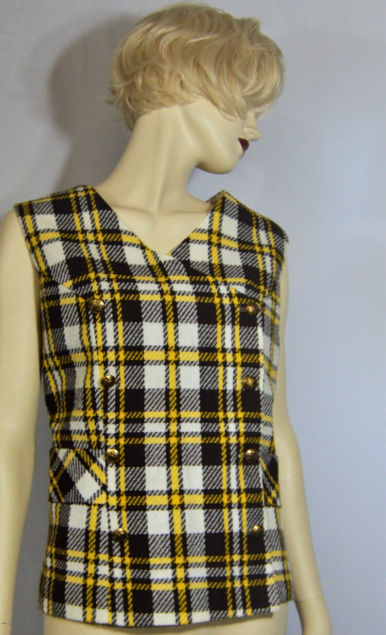Double-breasted plaid vest image 2