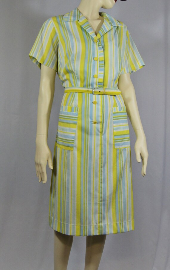 Striped and Belted Cotton Dress