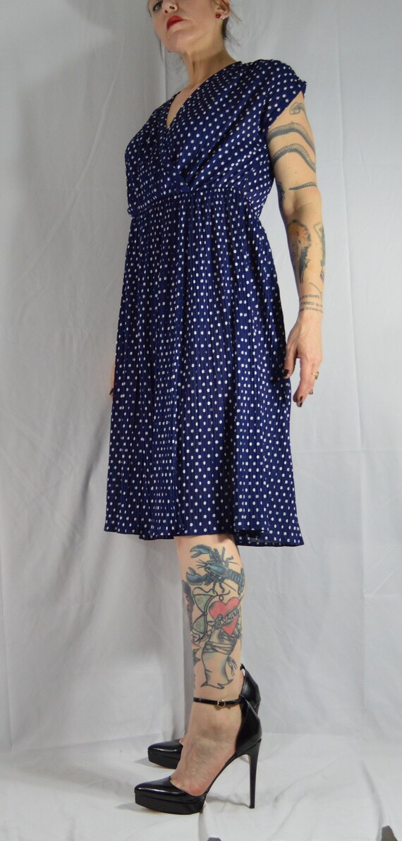 Navy Polka-dot Dress - image 2