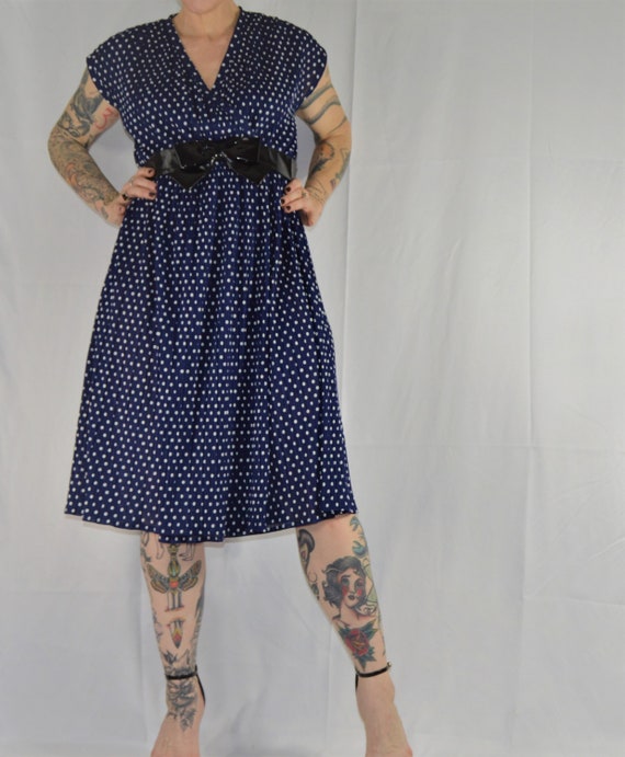 Navy Polka-dot Dress - image 3