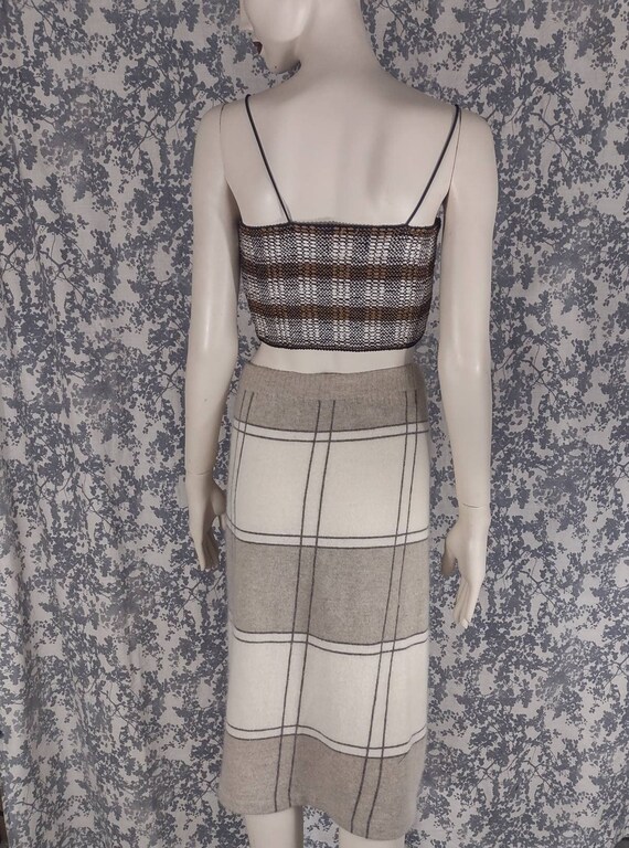 Knit Plaid Wool Skirt - image 2