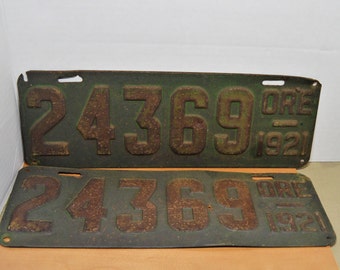 Pair of License Plates from 1921