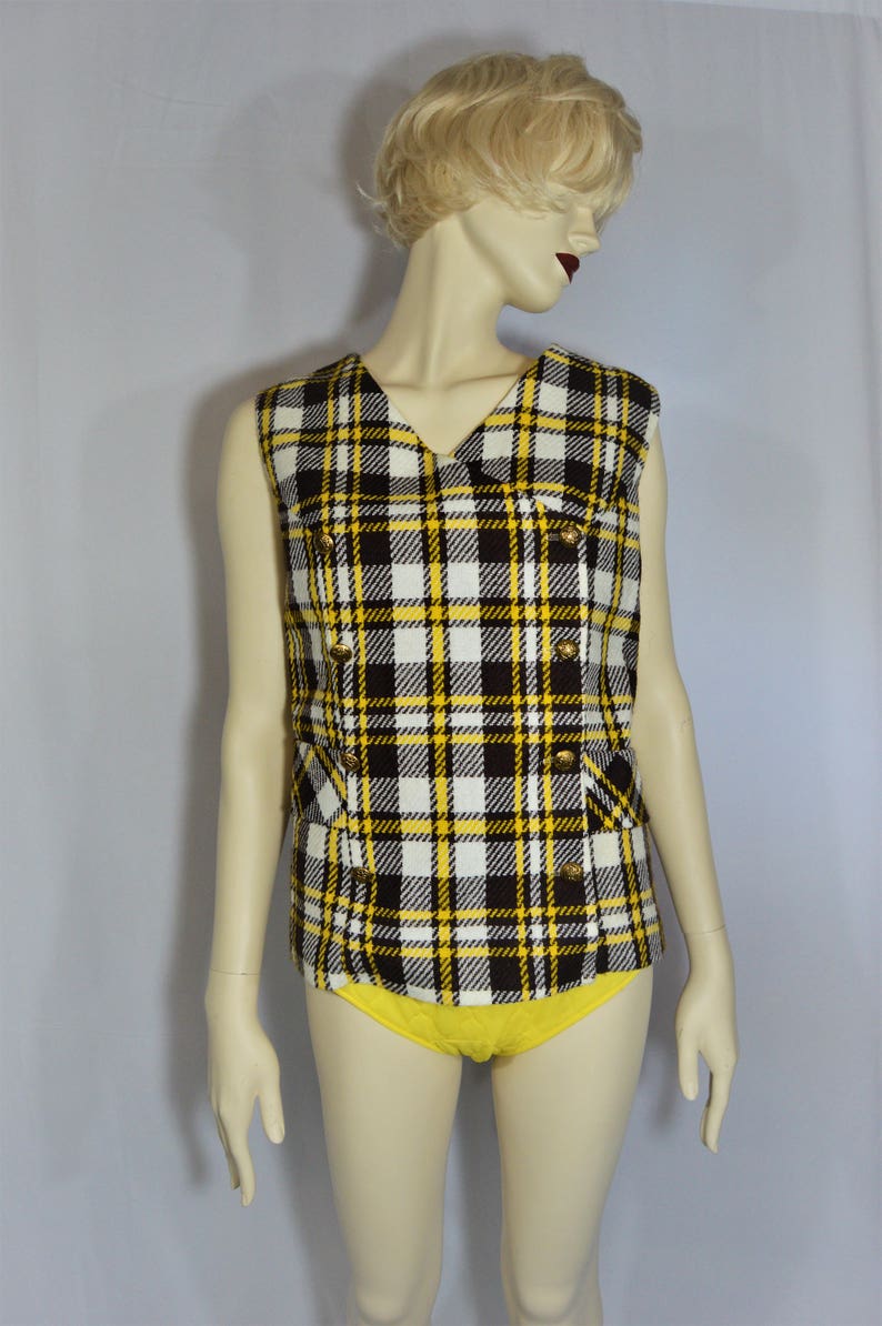 Double-breasted plaid vest image 1