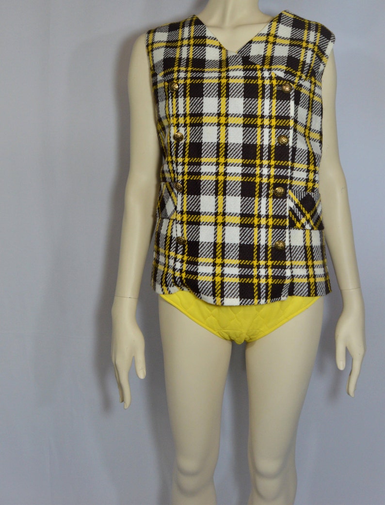 Double-breasted plaid vest image 3