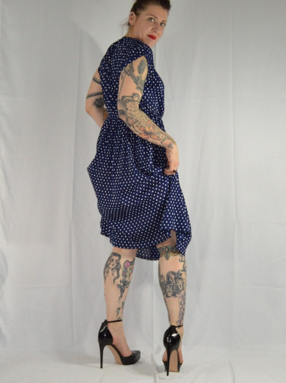 Navy Polka-dot Dress - image 5