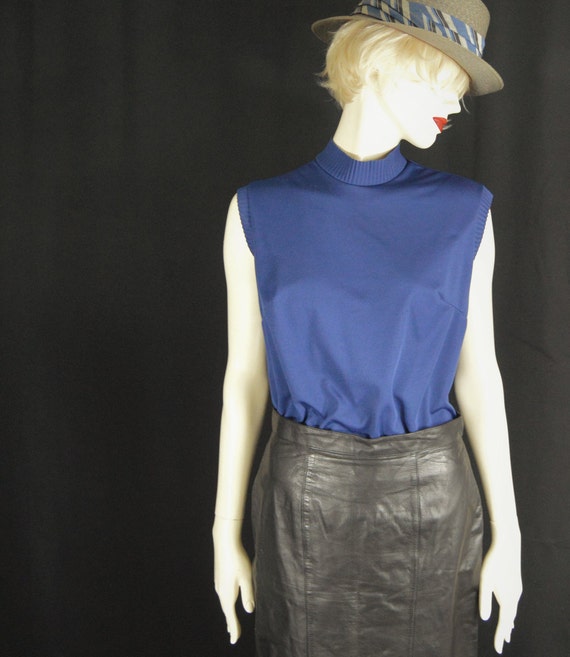 Blue Knit Sleeveless top - image 2