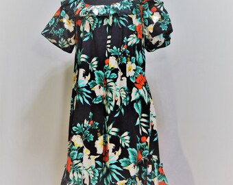 Hawaiian Black Floral Dress