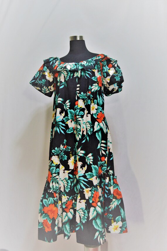 Hawaiian Black Floral Dress