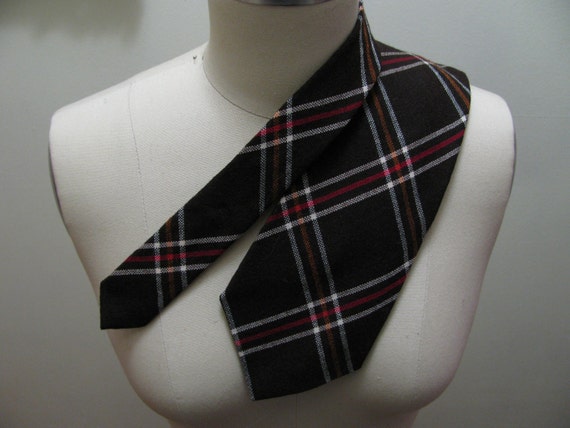 brown plaid vintage necktie - image 1