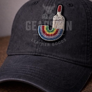 Hand Embroidered Rainbow Paint Brush Brooch: Bullion Wire Fashion Badge | Patch for clothing