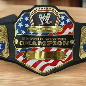 WWE United States Championship Belt Replica | Brass & Leather American Flag Design
