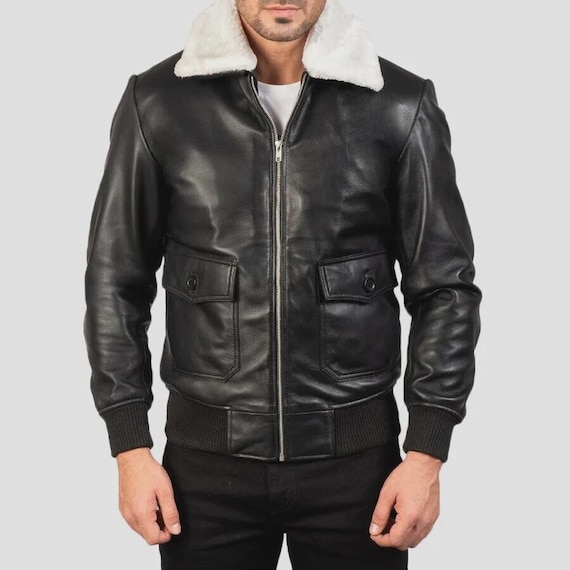レザー ジャケット F4Fワイルドキャット ボンバー ファー襟付き 2XL