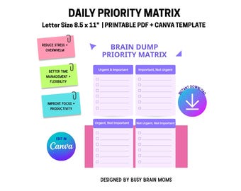 ADHD Mom Planner – Printable Planner for Focus, Time Management & Mental Load | Digital PDF Download