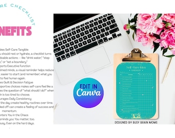 Self-Care Checklist Planer | Tägliches Wohlbefinden und Unterstützung der psychischen Gesundheit für emsige Köpfe