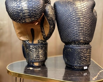Handgemaakte leren bokshandschoenen met slangenreliëf, zware bokshandschoenen, boksuitrusting, beste cadeau voor bokser.