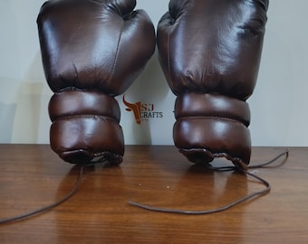 Dark Brown Leather Boxing Gloves for Training, MMA, Kickboxing, Martial arts, Vintage Style Leather Boxing Glove, Gift for Him, boxing Glove