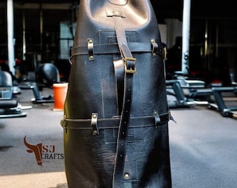 Bolsa de viaje para motocicleta de cuero negro azabache: cuero de grano completo, ideal para viajes