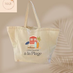 Large Tote Bag - it&#39;s love at the beach - customizable