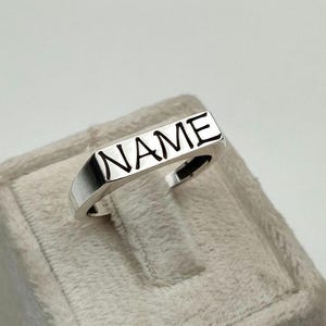 925 Sterling Silver Engraved Name Ring•Custom Flat Band Ring for Men & Women•Personalized Silver Ring•Handmade Silver Name Jewelry Gift