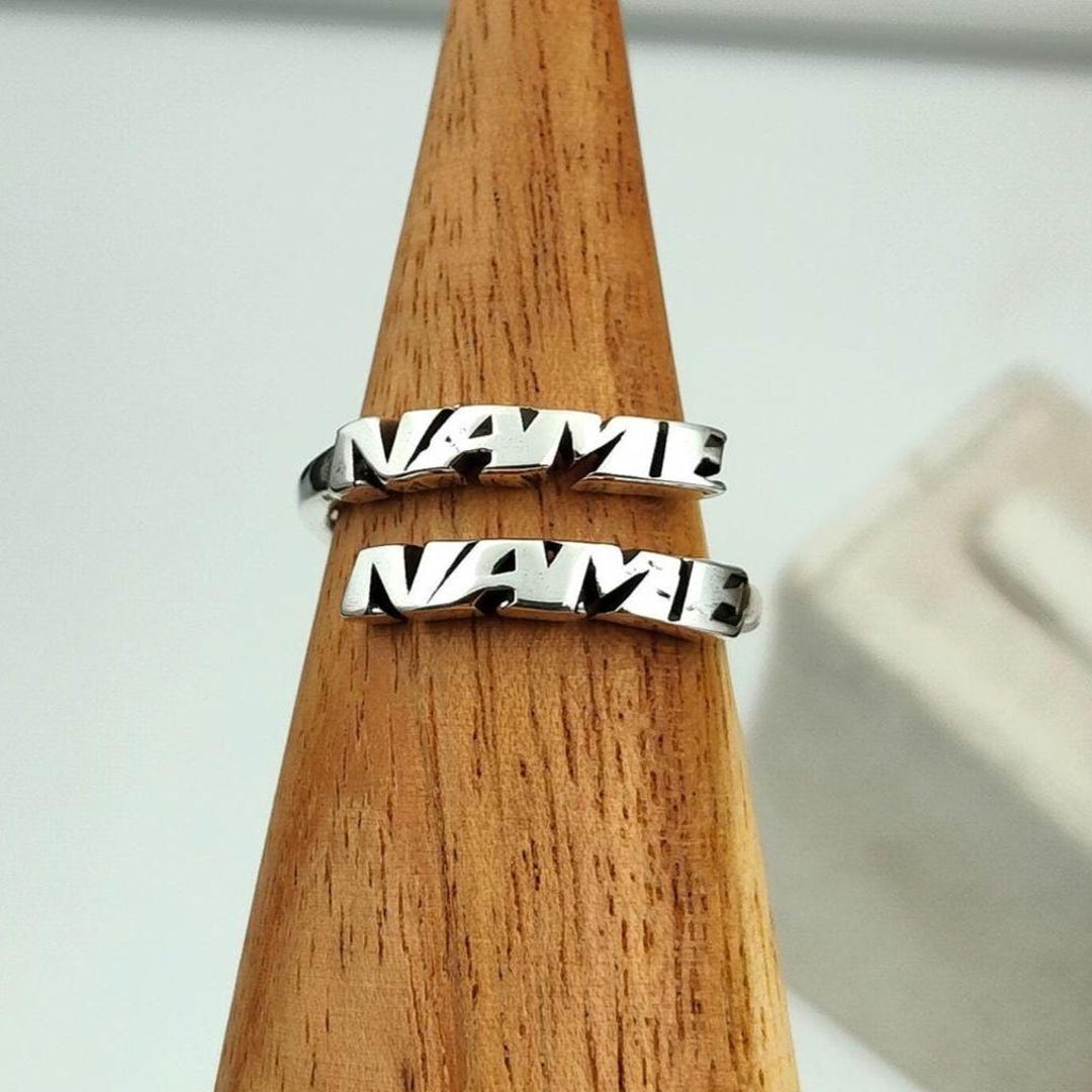 Dual Name Rings Sterling Silver Double Name Ring: Personalized Wrap Jewelry Gift - Etsy