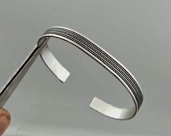 Handmade Oxidized Sterling Silver Cuff Bracelet: Minimalist Unisex Bangle