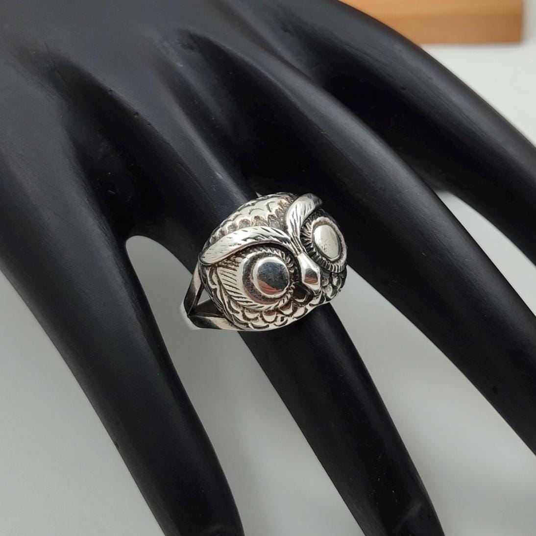 Oxidized Sterling Silver Owl Ring: Vintage Boho Animal Jewelry