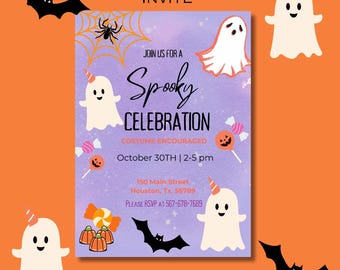 Halloween Party Invitation Template | Editable Digital Download | DIY Party Invite| Spooky Printable Invite | Instant Download | Edit Canva