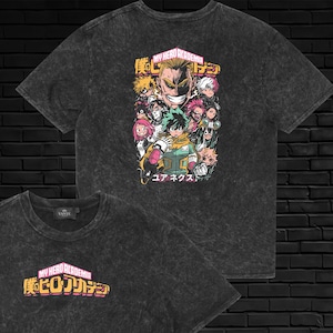 Deku Bakugo All Might & Class T-Shirt, 1-A Graphic Acid Wash Tee Shirt