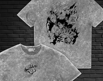 JJK Yuta Okkotsu and Rika Orimoto Unisex Heavyweight Acid Wash Anime T-Shirt