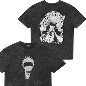 Gojo Satoru Jujutsu Kaisen T-Shirt featuring bold anime graphic. 100% cotton, durable and comfortable. Perfect gift for anime and manga fans.