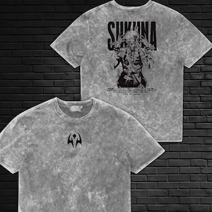 JJK King of Curses Ryomen Sukuna Pump Cover, Acid-Wash Anime T-Shirt