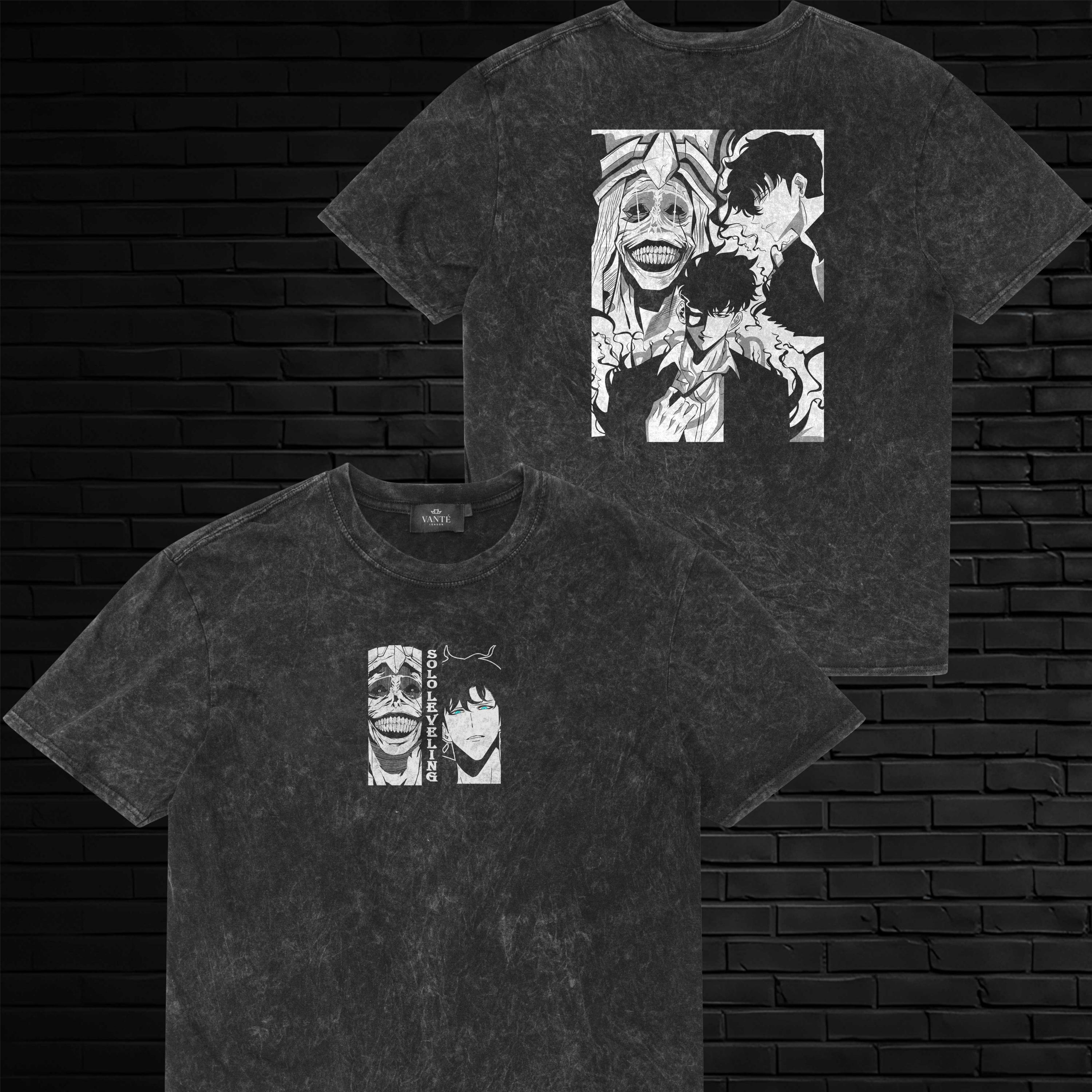 Solo Leveling - Shadow Monarck, T-Shirt Maglietta Nera, Manica Corta, Unisex Adulti, 100% Cotone Idea Regalo Anime Manga (IT, Testo, S, Regular, Regular, Nera
